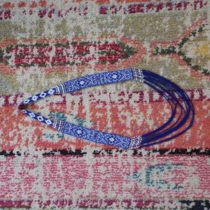 Beautiful multiple strand blue and white beaded necklace